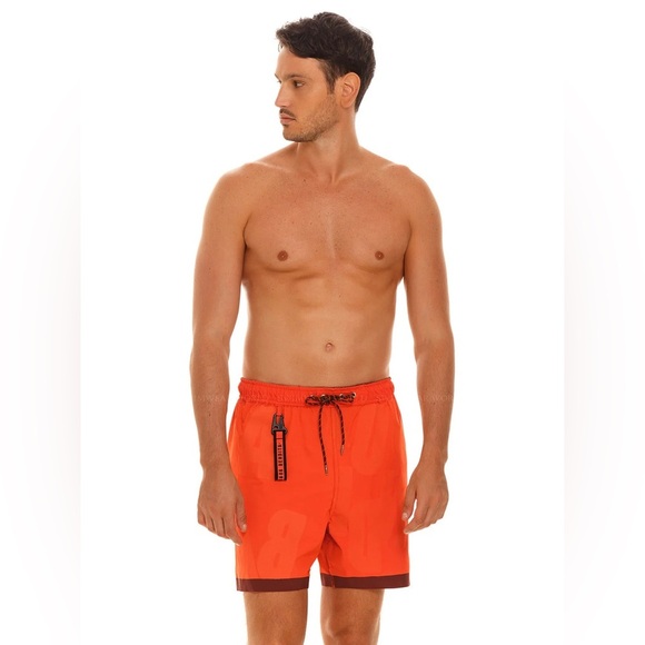 NWT Agua Bendita Theo Men’s Trunks Reversible Orange Sellout Size 38 - Picture 2 of 7